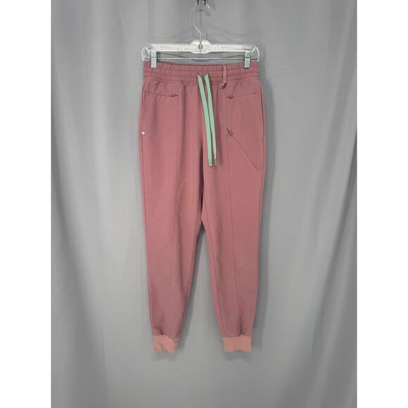 FIGS Scrub Jogger Pants Womens Small Pink Technical Collection Elastic Waist - Picture 2 of 15